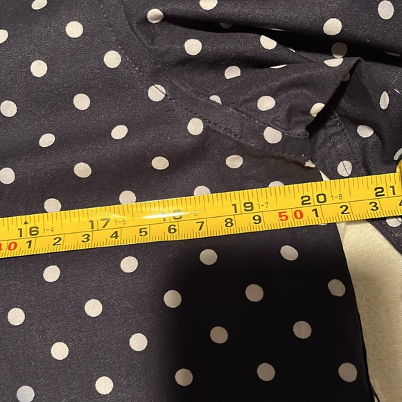 Lauren Ralph Lauren Cotton Navy w/ Dots Button Front Blouse Size M - Picture 7 of 8